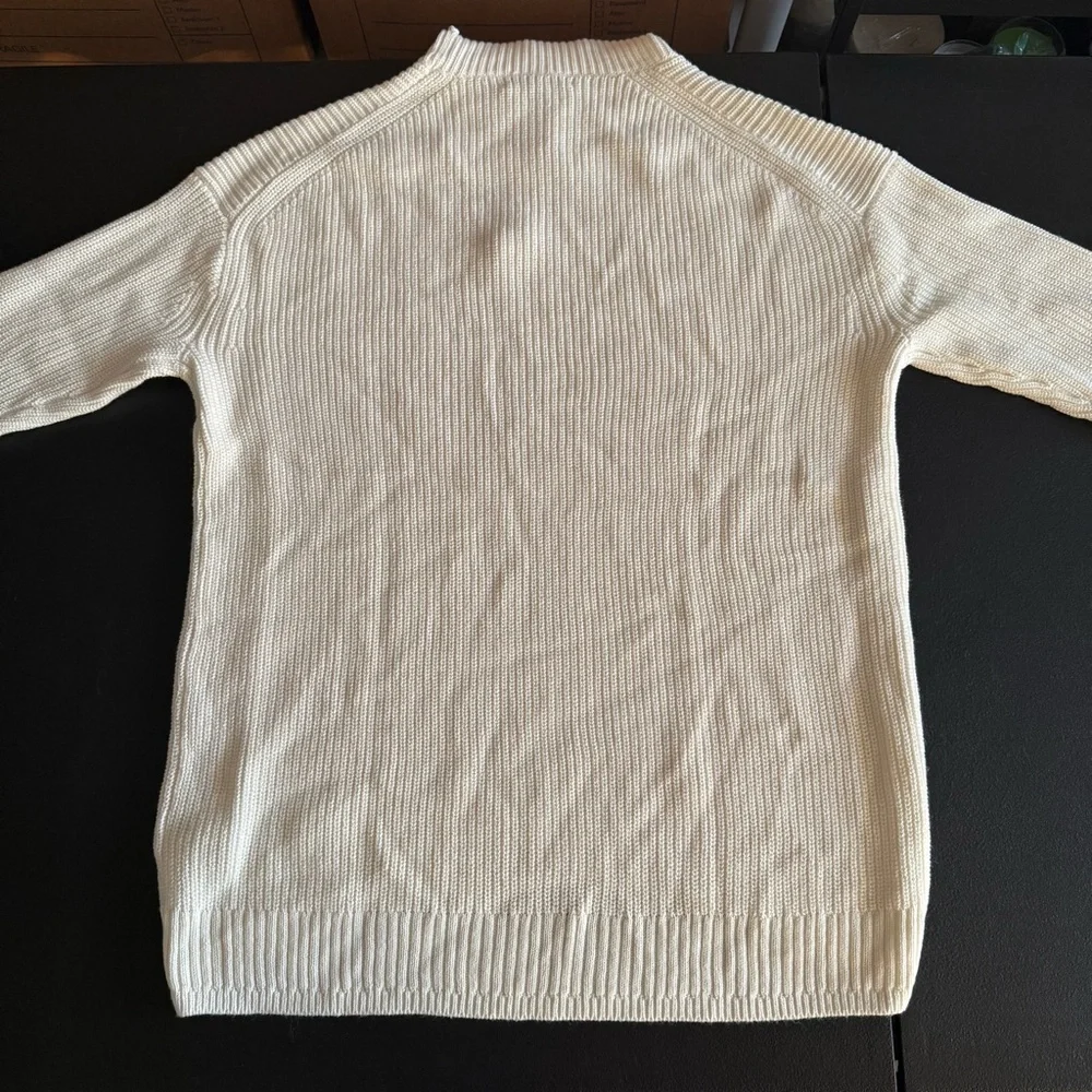 J Crew Ribbed Turtleneck Sweater‎ Womens XS Relaxed Ivory Knit Pullover BB427